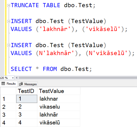 SQL: When inserting SQL Server data in other languages doesn't work as expected