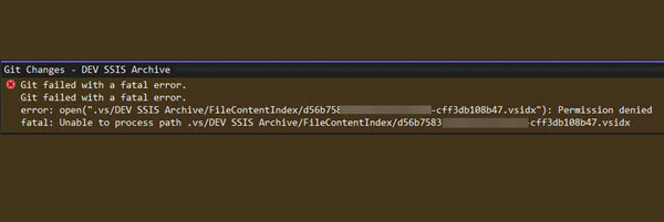 Fix: Visual Studio 2022 message - Git failed with a fatal error - Permission denied