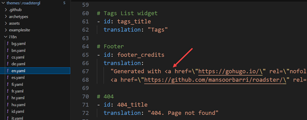 General: Removing Hugo footer credits in Azure Static Websites