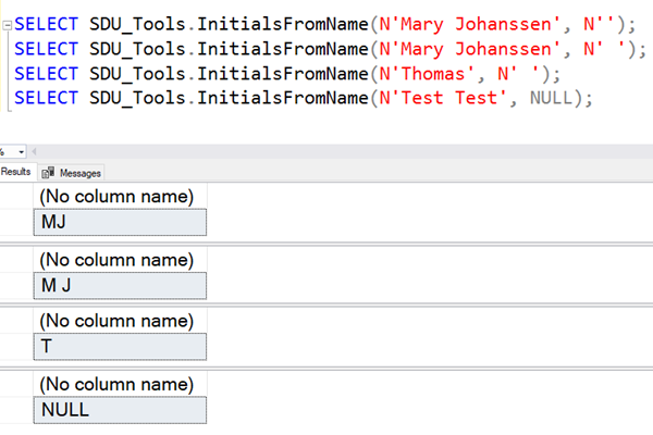SDU Tools: Extracting initials from a name in SQL Server T-SQL