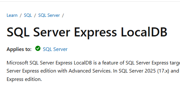SQL: Avoiding connection timeouts on first connection to LocalDB edition of SQL Server Express