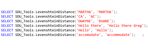 SDU Tools: Levenshtein Distance in SQL Server T-SQL