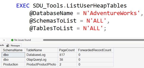 SDU Tools: List User Heap Tables in SQL Server