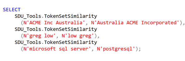 SDU Tools: Token Set Similarity in SQL Server T-SQL