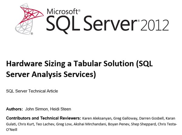 Hardware Sizing Guide for SSAS Tabular