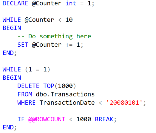 T-SQL 101: 100 Creating loops in T-SQL with WHILE
