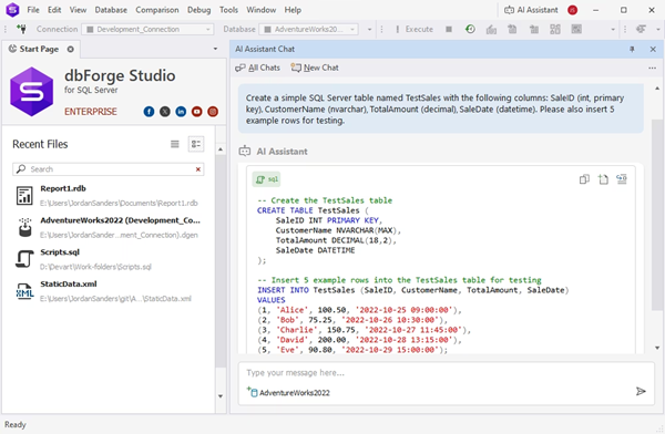 3rd Party Tools: dbForge Studio for SQL Server