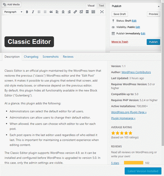 Using the classic editor in WordPress 5.0 - The Bit Bucket