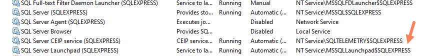 services.msc output