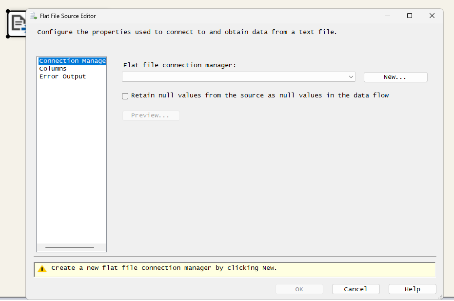 Flat File Source Editor